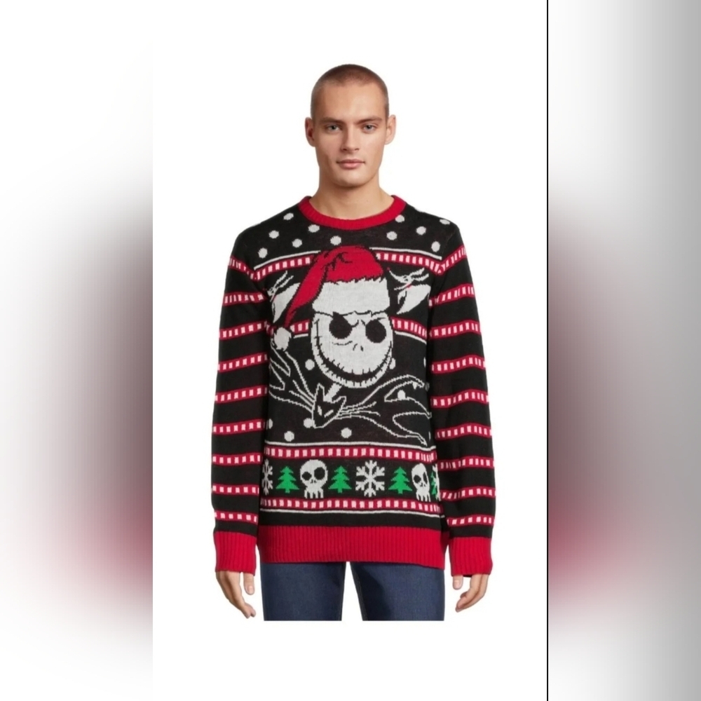 Disney Nightmare Before Christmas Men's Christmas Sweater With Long Sleeves